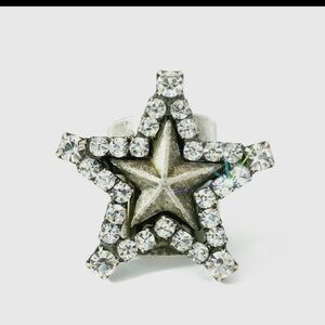 Star Shaped Silver Ring with Crystals